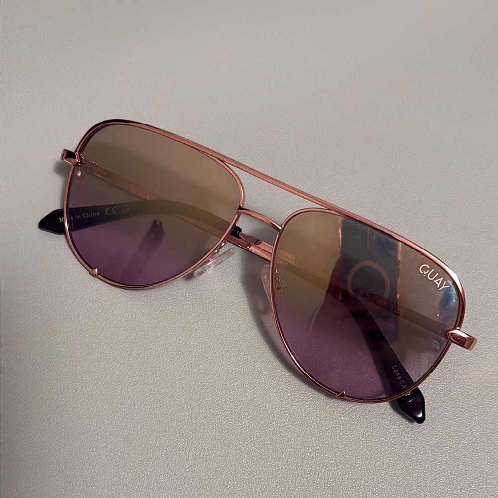 Quay Australia Gold Sunglasses Modern Aviator Style